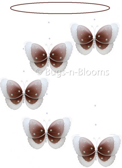 24"" Brown Multi Layered Spiral Butterfly Mobile - nylon hanging ceiling wall baby nursery room wedd