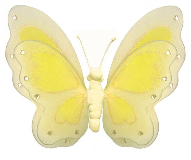 13"" Yellow Painted Layered Butterfly - nylon hanging ceiling wall baby nursery room wedding decor d
