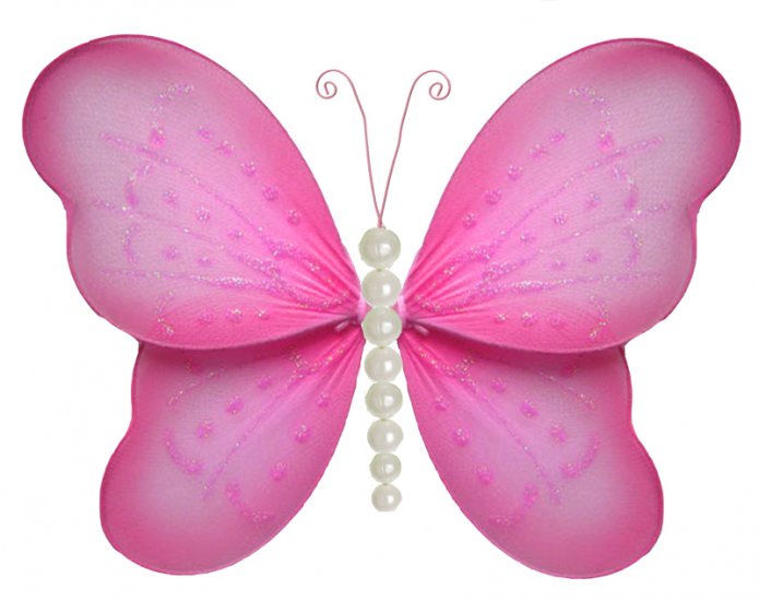 10"" Dark Pink (Fuschia) Pearl Butterfly - nylon hanging ceiling wall baby nursery room wedding deco
