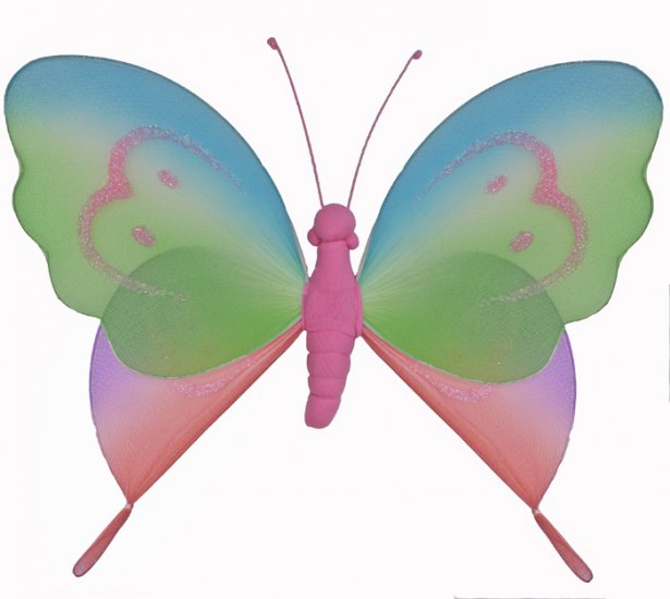 5"" Pink Rainbow Butterfly - nylon hanging ceiling wall baby nursery room wedding decor decoration d