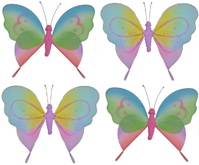 10"" Lot Rainbow Pink Purple Butterflies 4 piece Set butterfly (Pink & Rainbow, Purple & Rainbow) -