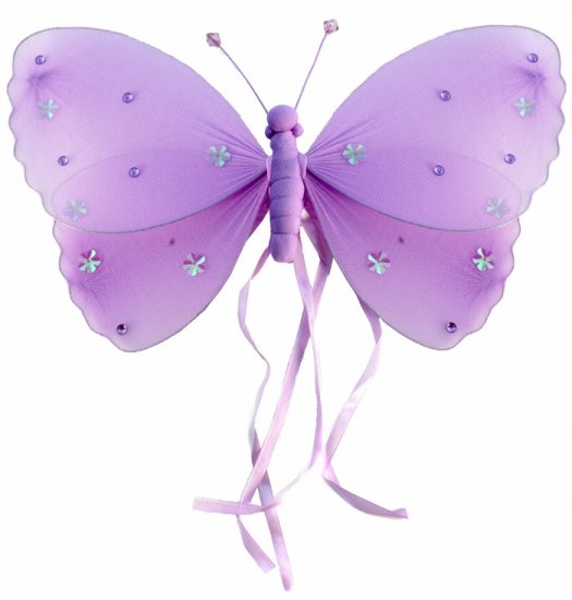 5"" Purple Ribbons Butterfly - nylon hanging ceiling wall baby nursery room wedding decor decoration
