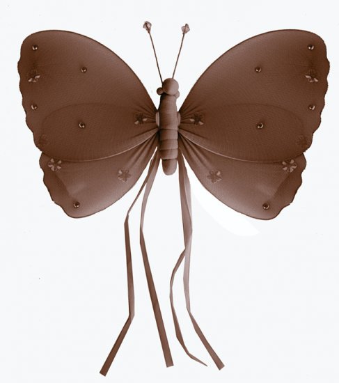 5"" Brown Ribbons Butterfly - nylon hanging ceiling wall baby nursery room wedding decor decoration