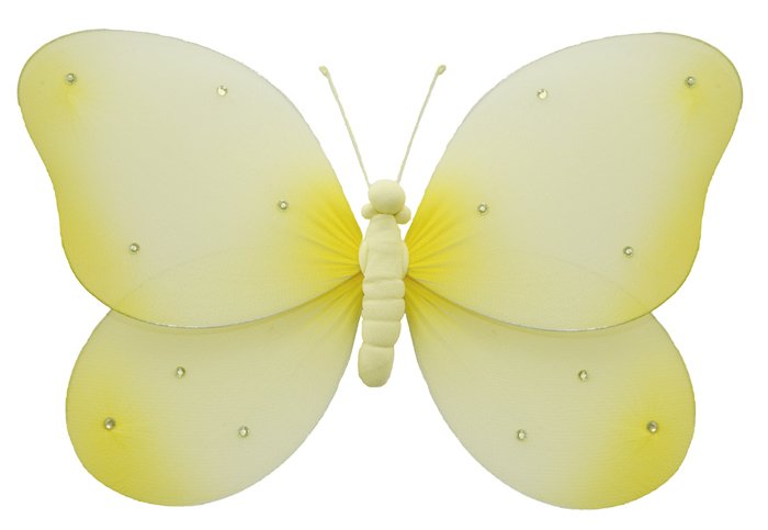 5"" Yellow Sequined Butterfly nylon hanging ceiling wall baby nursery room wedding decor decoration