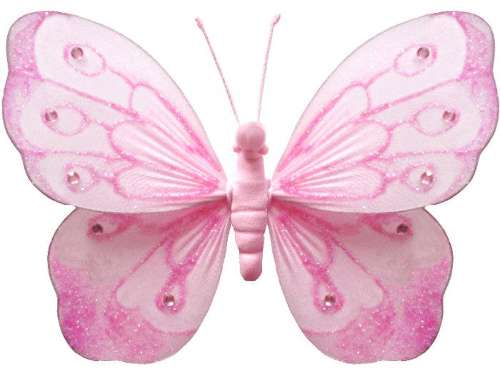 5"" Pink Shimmer Butterfly - nylon hanging ceiling wall baby nursery room wedding decor decoration d