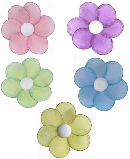 8"" Lot Single Layer Daisy Flowers 5 piece Set daisies flower (Pink, Purple, Yellow, Blue, Green) -