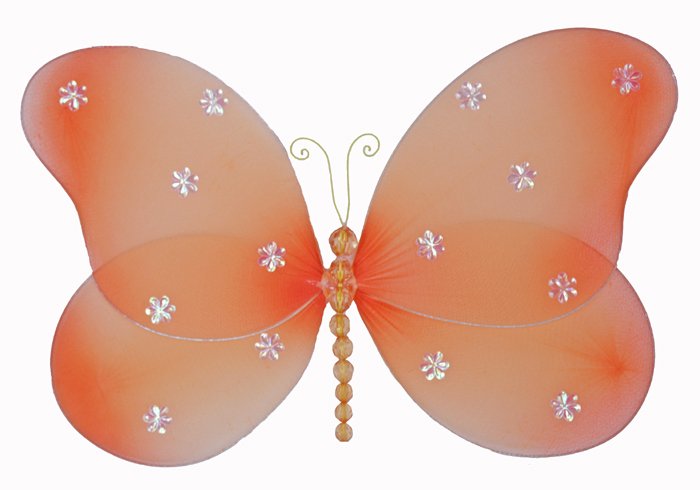 7"" Orange Sparkle Butterfly - nylon hanging ceiling wall baby nursery room wedding decor decoration