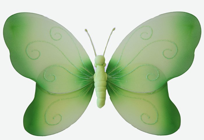 7"" Green Swirl Glitter Butterfly - nylon hanging ceiling wall baby nursery room wedding decor decor