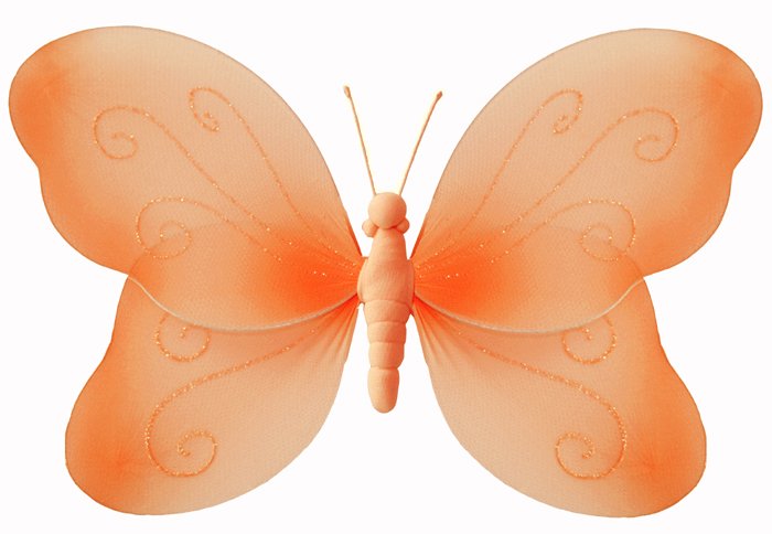 10"" Orange Swirl Glitter Butterfly - nylon hanging ceiling wall baby nursery room wedding decor dec