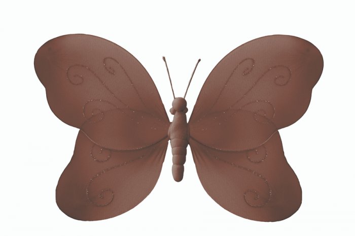 13"" Brown Pink Swirl Glitter Butterfly - nylon hanging ceiling wall baby nursery room wedding decor