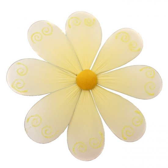 10"" Yellow Swirl Glitter Daisy Flower - nylon hanging ceiling wall baby nursery room wedding decor