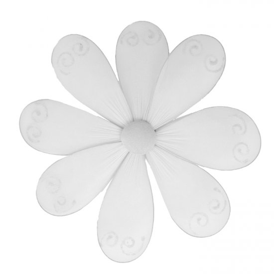 10"" White Swirl Glitter Daisy Flower - nylon hanging ceiling wall baby nursery room wedding decor d