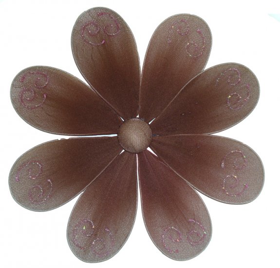 10"" Brown Swirl Glitter Daisy Flower - nylon hanging ceiling wall baby nursery room wedding decor d