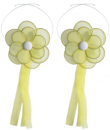 Yellow Glitter Daisy Flower Curtain Tieback Pair / Set - holder tiebacks tie backs girls nursery roo