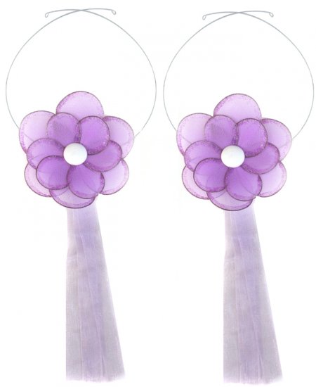 Purple Glitter Daisy Flower Curtain Tieback Pair / Set - holder tiebacks tie backs girls nursery roo