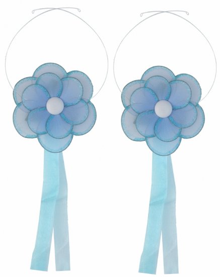 Blue Glitter Daisy Flower Curtain Tieback Pair / Set - holder tiebacks tie backs girls nursery room