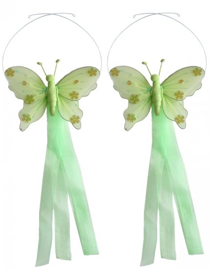 Green Jewel Butterfly Curtain Tieback Pair / Set - holder tiebacks tie backs girls nursery room deco