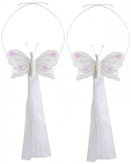 White Jewel Butterfly Curtain Tieback Pair / Set - holder tiebacks tie backs girls nursery room deco