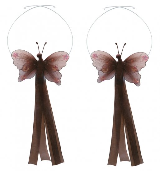 Brown Jewel Butterfly Curtain Tieback Pair / Set - holder tiebacks tie backs girls nursery room deco
