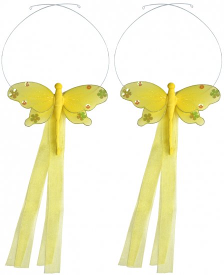 Yellow Jewel Dragonfly Curtain Tieback Pair / Set - holder tiebacks tie backs girls nursery room dec