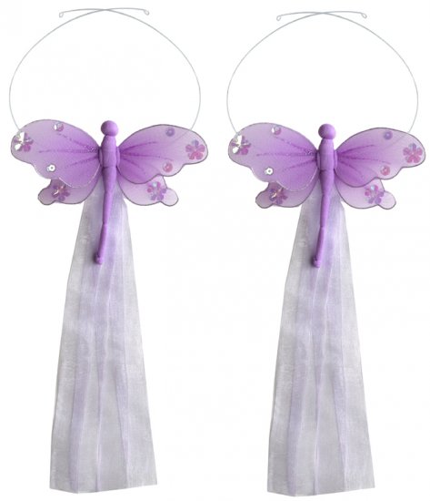 Purple Jewel Dragonfly Curtain Tieback Pair / Set - holder tiebacks tie backs girls nursery room dec