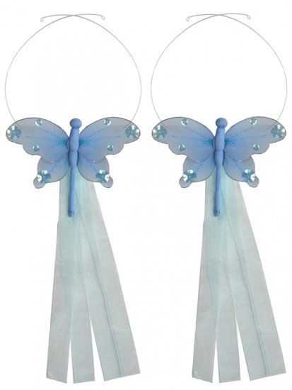 Blue Jewel Dragonfly Curtain Tieback Pair / Set - holder tiebacks tie backs girls nursery room decor