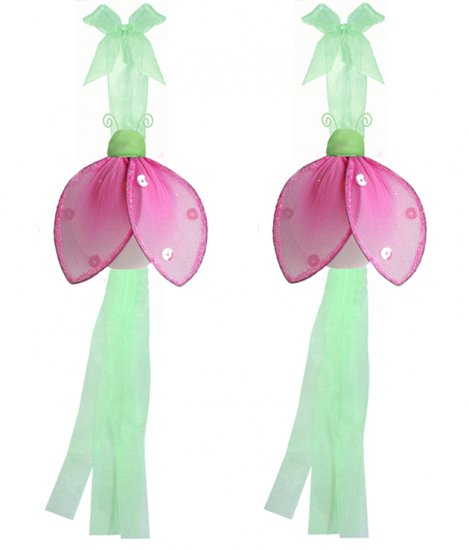 Green Pink Glitter Ladybug Curtain Tieback Pair / Set - holder tiebacks tie backs girls nursery room