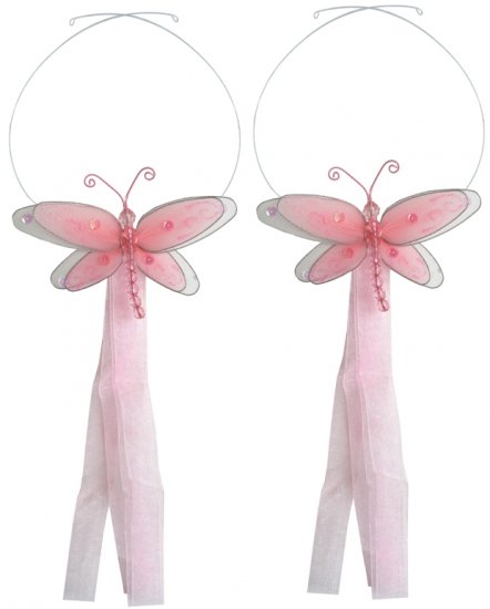 Pink Multi-Layered Dragonfly Curtain Tieback Pair / Set - holder tiebacks tie backs girls nursery ro