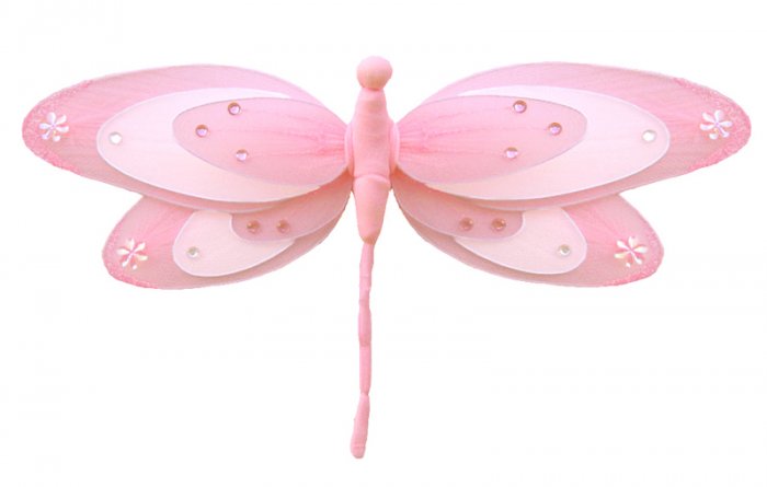 13"" Pink & White Triple Layered Dragonfly - nylon hanging ceiling wall baby nursery room wedding de