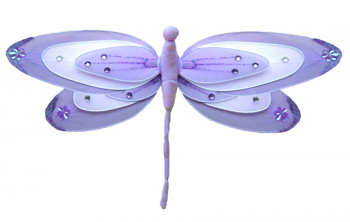 13"" Purple & White Triple Layered Dragonfly - nylon hanging ceiling wall baby nursery room wedding