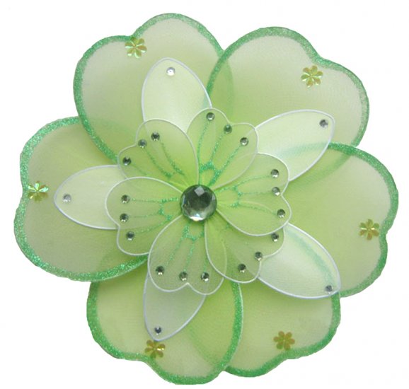 10"" Green & White Triple Layered Daisy Flower - nylon hanging ceiling wall baby nursery room weddin
