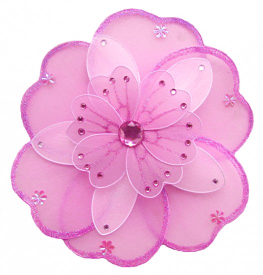 10"" Dark Pink (Fuschia) & White Triple Layered Daisy Flower - nylon hanging ceiling wall baby nurse