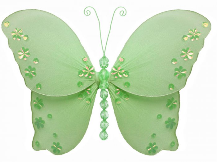 10"" Green Twinkle Bead Sequin Butterfly - nylon hanging ceiling wall baby nursery room wedding deco