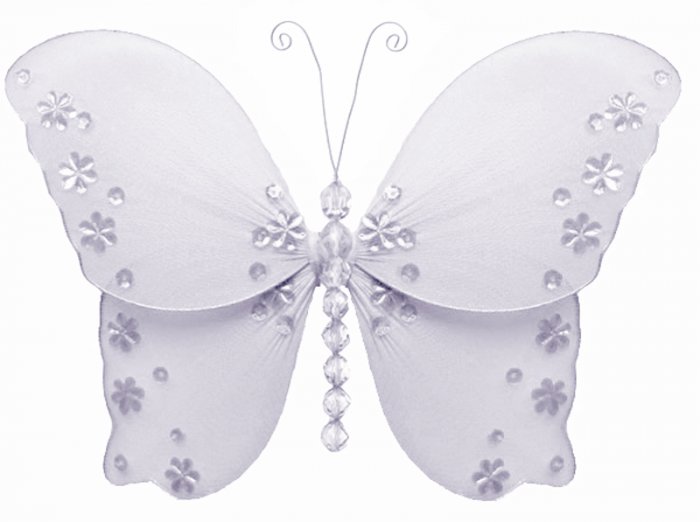 13"" White Twinkle Bead Sequin Butterfly - nylon hanging ceiling wall baby nursery room wedding deco