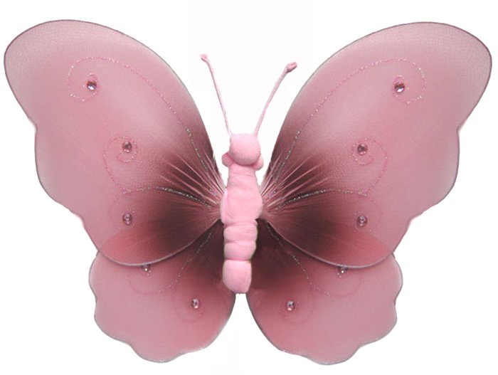 18"" Brown Pink Two-Tone Butterfly - nylon hanging ceiling wall baby nursery room wedding decor deco