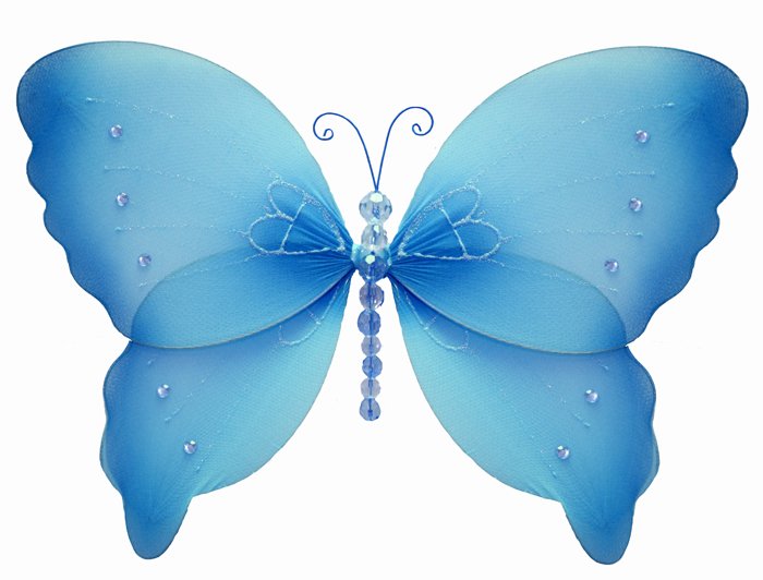 13"" Blue Crystal Butterfly - nylon hanging ceiling wall nursery bedroom decor decoration decoration