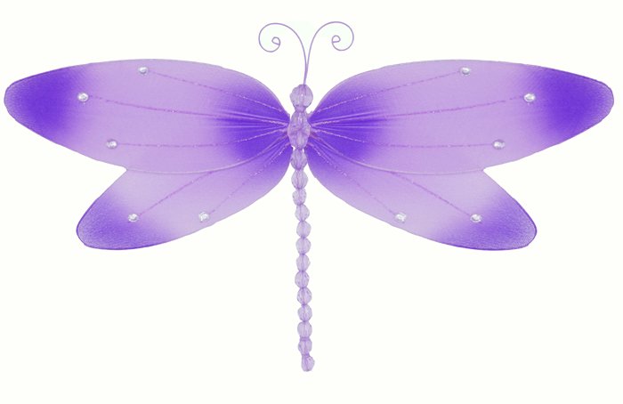 7"" Purple Crystal Dragonfly - nylon hanging ceiling wall nursery bedroom decor decoration decoratio