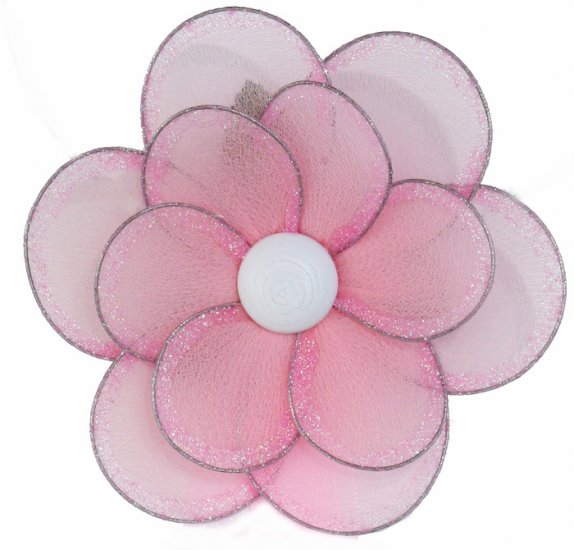 8"" Pink Glitter Layered Daisy Flower - nylon hanging ceiling wall nursery bedroom decor decoration