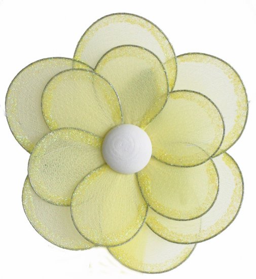 8"" Yellow Glitter Layered Daisy Flower - nylon hanging ceiling wall nursery bedroom decor decoratio