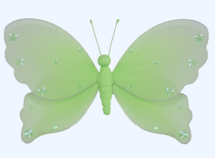 13"" Green Jewel Butterfly - nylon hanging ceiling wall nursery bedroom decor decoration decorations