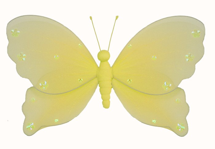 18"" Yellow Jewel Butterfly - nylon hanging ceiling wall nursery bedroom decor decoration decoration