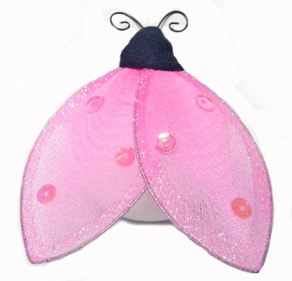 4"" Pink Glitter Ladybug - nylon hanging ceiling wall nursery bedroom decor decoration decorations