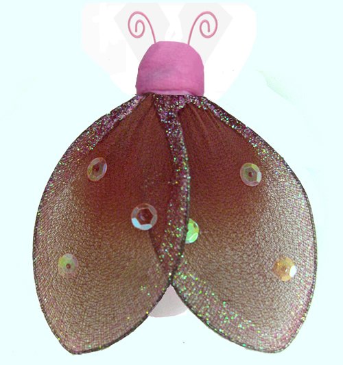 8"" Brown Pink Glitter Ladybug - nylon hanging ceiling wall nursery bedroom decor decoration decorat