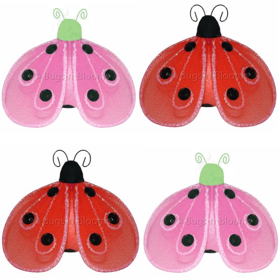 4"" Lot Shimmer Ladybugs 4 piece Set ladybug - nylon hanging ceiling wall nursery bedroom decor deco