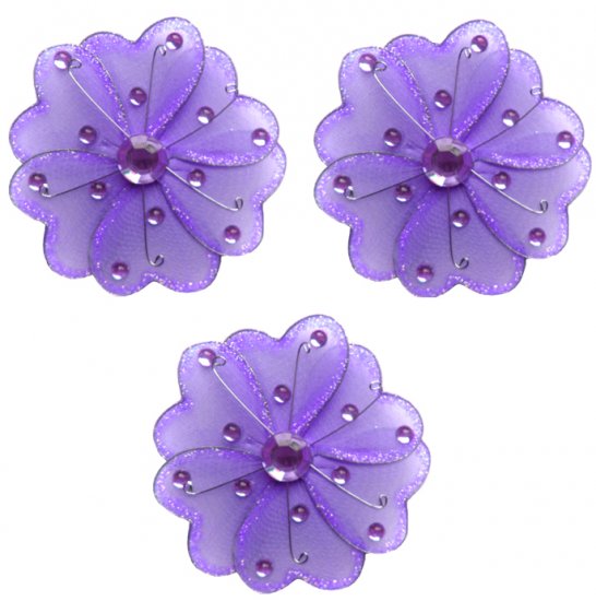 4"" Purple Mini Wire Daisy Flower Daisies Flowers 3pc set - nylon hanging ceiling wall nursery bedro