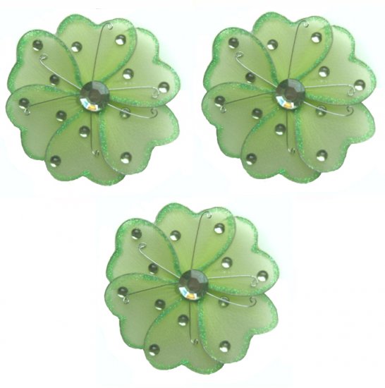 4"" Green Mini Wire Daisy Flower Daisies Flowers 3pc set - nylon hanging ceiling wall nursery bedroo