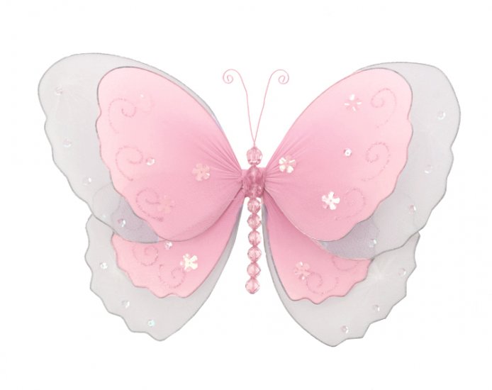 13"" Pink Multi-Layered Butterfly - nylon hanging ceiling wall nursery bedroom decor decoration deco