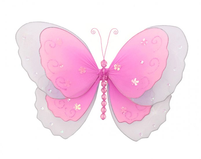 5"" Dark Pink (Fuschia) Multi-Layered Butterfly - nylon hanging ceiling wall nursery bedroom decor d