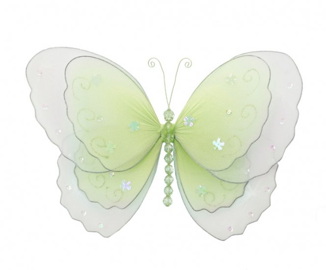 10"" Green Multi-Layered Butterfly - nylon hanging ceiling wall nursery bedroom decor decoration dec
