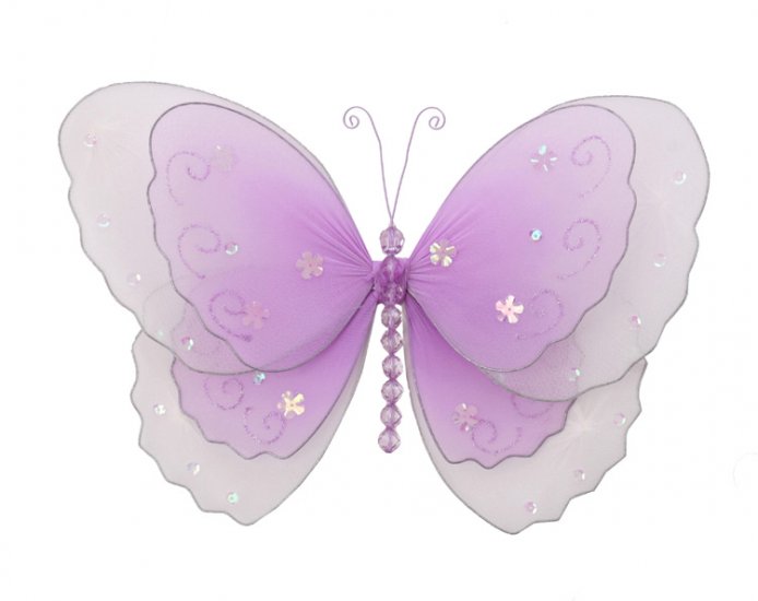 5"" Purple Multi-Layered Butterfly - nylon hanging ceiling wall nursery bedroom decor decoration dec